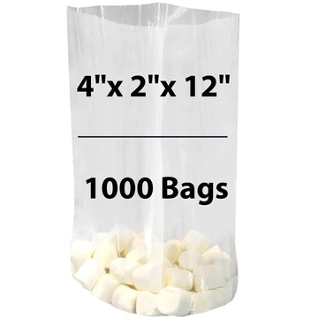 LDPE Clear Gusseted Poly Bags 1.5 mil 4" X 2" X 12" 1000 Bags